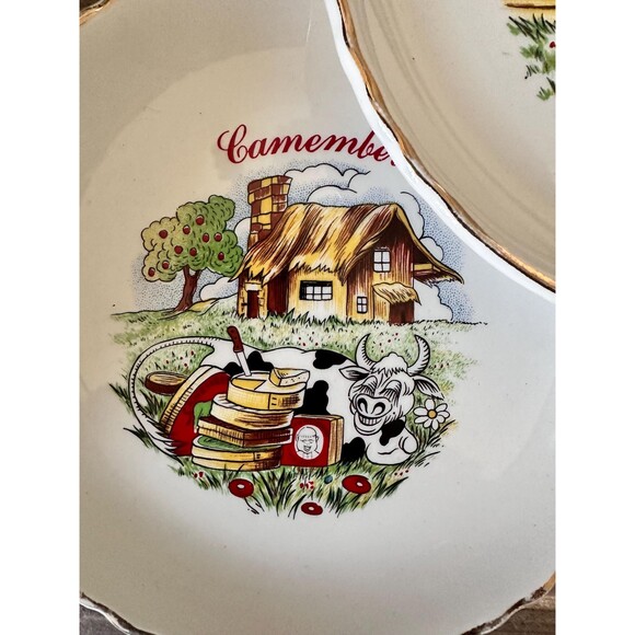 Moulin des Loups Cheese Plates, 5, Illustrated, 1950s, French Country Home Decor - Picture 4 of 8